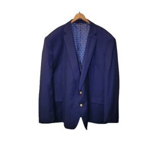 Ralph Ralph Lauren Mens Blue Double Vented Blazer Suit Jacket 58R Gold Buttons